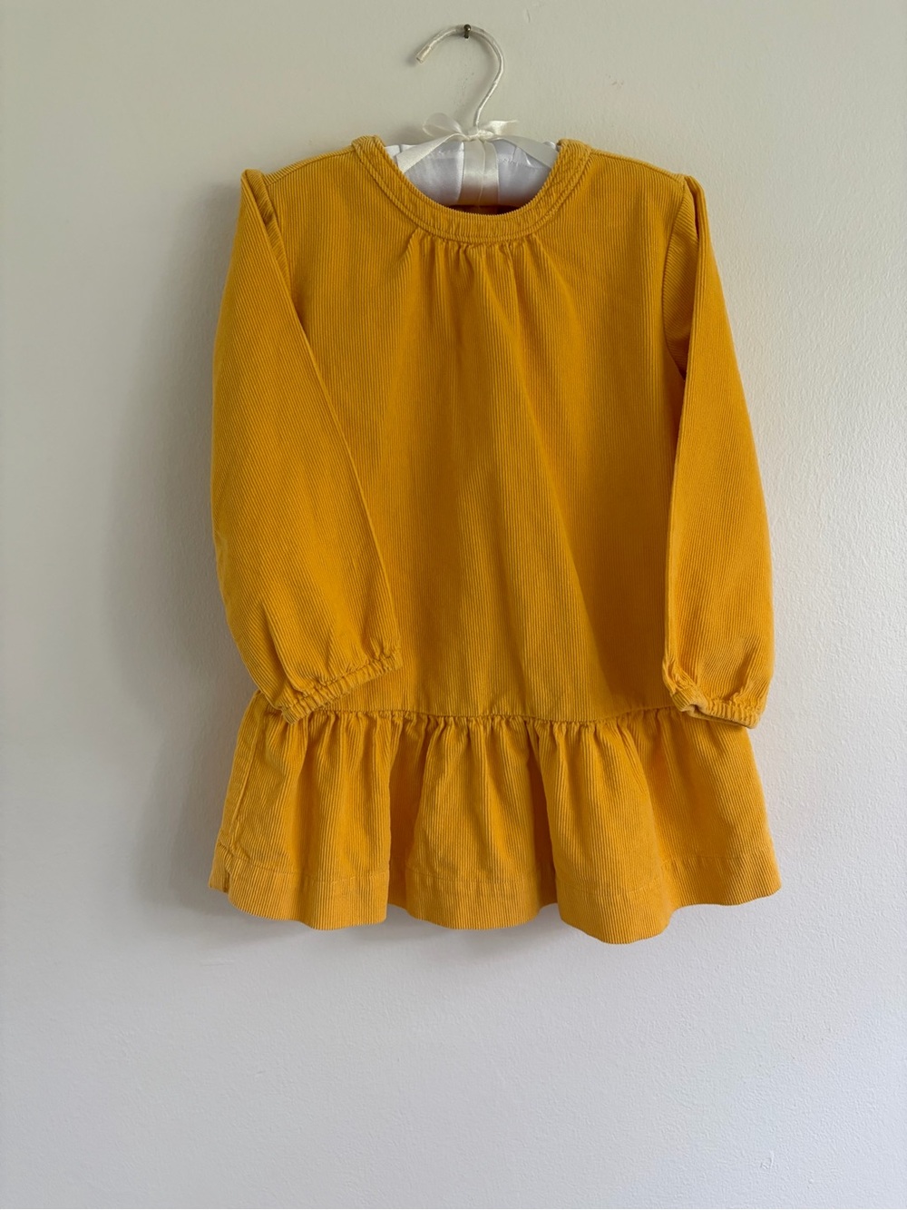 Primark Girls' Mustard Long-Sleeve Ruffle Dress